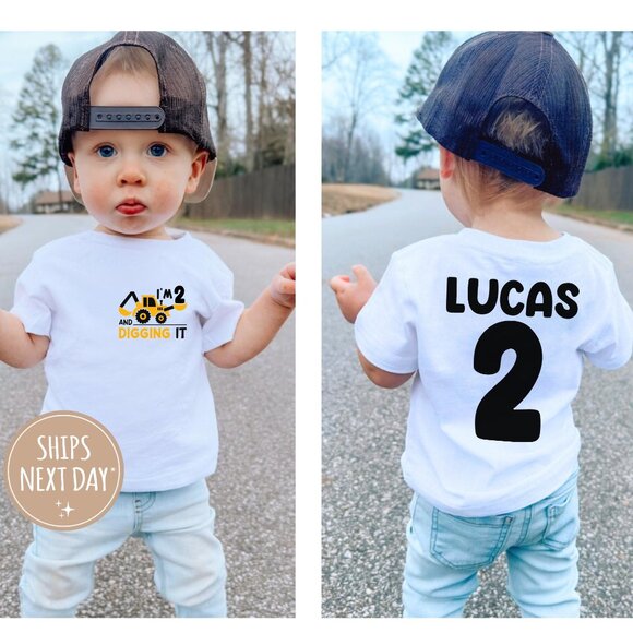 Personalized Birthday Shirt, Custom Construction Truck Shirt, Digging It Shirt,